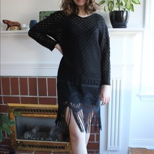 *LAST CHANCE* Black Crochet Fringe Dress